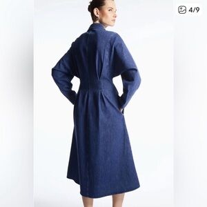 COS Blue Denim Zip-Up Midi Dress